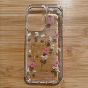 Clear Floral Glitter iPhone 16 Pro Max Case